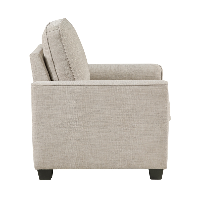 Pemberly Row Taupe Chenille 3-Piece Sofa Loveseat and Chair Set