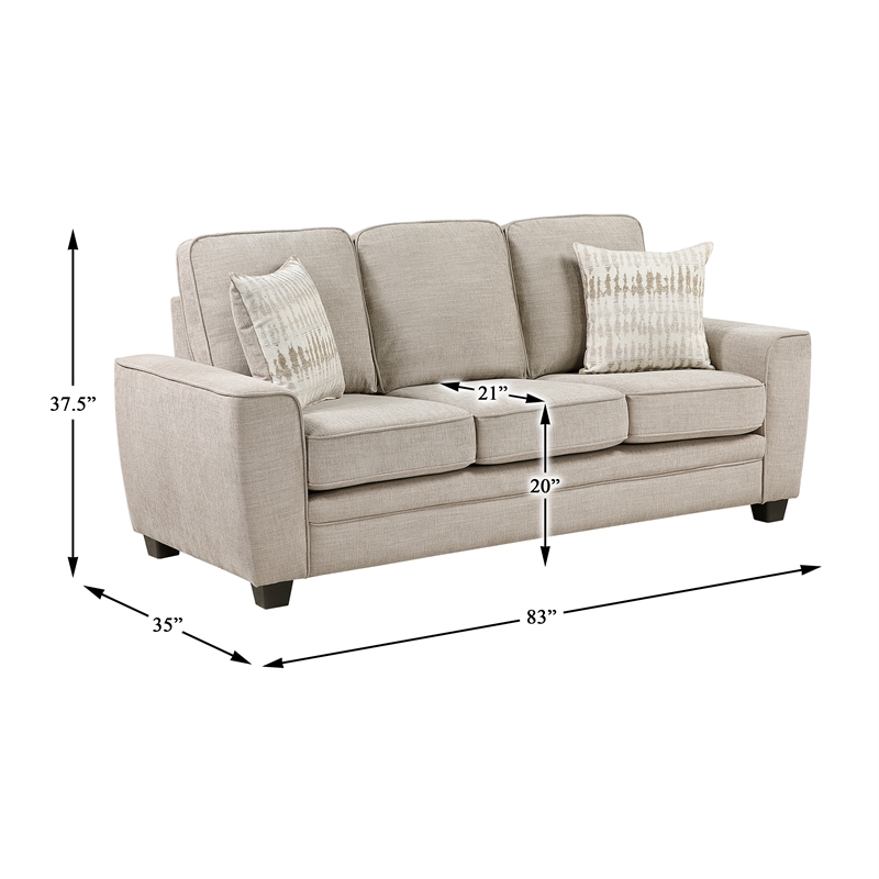 Pemberly Row Taupe Chenille 3-Piece Sofa Loveseat and Chair Set
