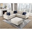Pemberly Row Microfiber 4-Piece Sectional with Pull-out Bed and Ottoman in Beige