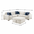 Pemberly Row Microfiber 4-Piece Sectional with Pull-out Bed and Ottoman in Beige