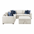 Pemberly Row Microfiber 4-Piece Sectional with Pull-out Bed and Ottoman in Beige