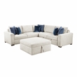 Pemberly Row Microfiber 4-Piece Sectional with Pull-out Bed and Ottoman in Beige