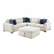 Pemberly Row Microfiber 4-Piece Sectional with Pull-out Bed and Ottoman in Beige