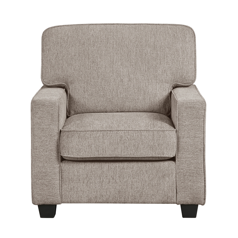 Pemberly Row Chenille Accent Chair with Reversible Cushions in Taupe