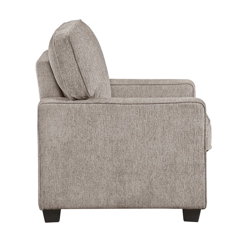 Pemberly Row Chenille Accent Chair with Reversible Cushions in Taupe