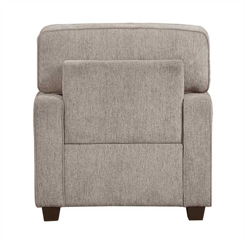 Pemberly Row Chenille Accent Chair with Reversible Cushions in Taupe