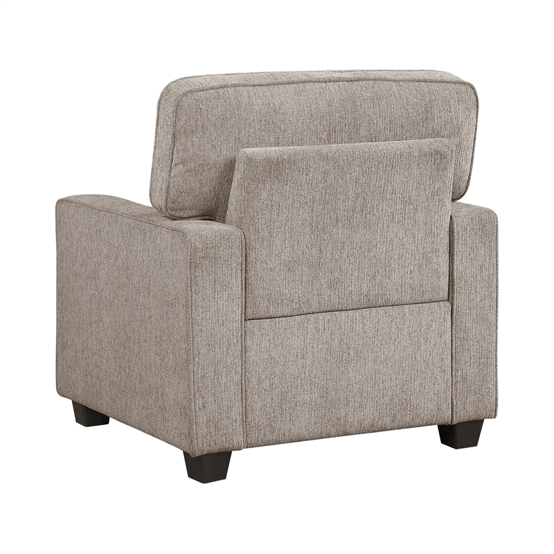 Pemberly Row Chenille Accent Chair with Reversible Cushions in Taupe