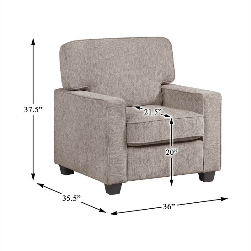 Pemberly Row Chenille Accent Chair with Reversible Cushions in Taupe