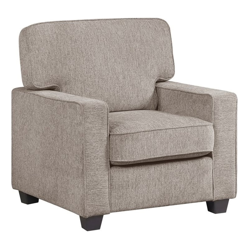 Pemberly Row Chenille Accent Chair with Reversible Cushions in Taupe