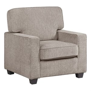 Pemberly Row Chenille Accent Chair with Reversible Cushions in Taupe