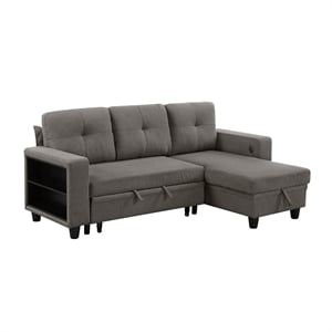 Pemberly Row Boucle Convertible Sectional with Reversible Chaise in Dark Brown