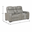 Pemberly Row Top Grain Leather Power Reclining Sofa and Loveseat in Gray