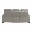 Pemberly Row Top Grain Leather Power Reclining Sofa and Loveseat in Gray