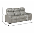 Pemberly Row Top Grain Leather Power Reclining Sofa and Loveseat in Gray