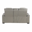 Pemberly Row Top Grain Leather Power Reclining Sofa and Loveseat in Gray