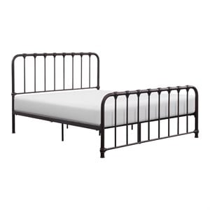 Pemberly Row Queen Metal Platform Bed with Accent Joints in Dark Bronze