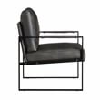 Pemberly Row Faux Leather Metal Accent Chair with Foam Cushion in Dark Gray