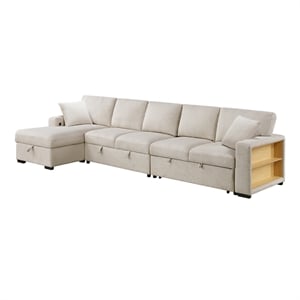 Pemberly Row Boucle Sectional with Left Chaise and Pull-out Bed in Beige