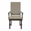 Pemberly Row Wood Dining Arm Chair with Nailhead Trim in Brown and Beige