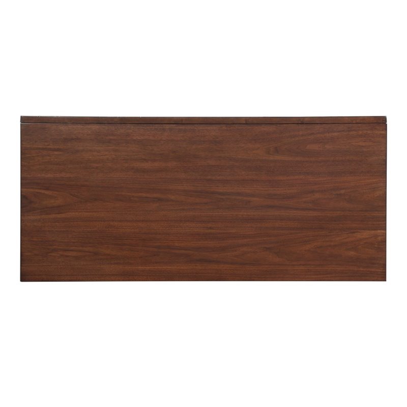 Pemberly Row Wood Writing Desk with 3 Drawers and Nickel Hardware in Brown