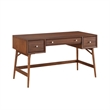 Pemberly Row Wood Writing Desk with 3 Drawers and Nickel Hardware in Brown