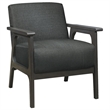 Pemberly Row Solid Wood and Fabric Upholstered Accent Chair in Dark Gray
