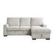 Pemberly Row 2-Piece Fabric Sectional with Pull-Out Bed and Chaise in Beige