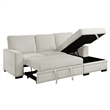 Pemberly Row 2-Piece Fabric Sectional with Pull-Out Bed and Chaise in Beige