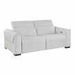 Pemberly Row Chenille Power Double Reclining Loveseat with Headrests in Cloud
