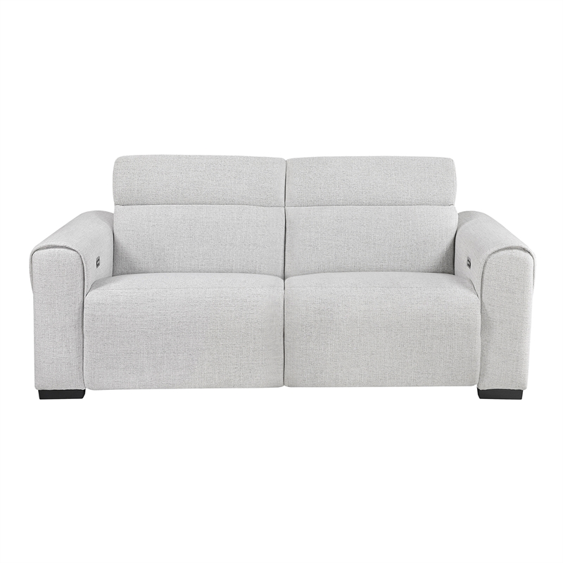 Pemberly Row Chenille Power Double Reclining Loveseat with Headrests in Cloud