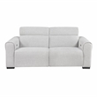 Pemberly Row Chenille Power Double Reclining Loveseat with Headrests in Cloud