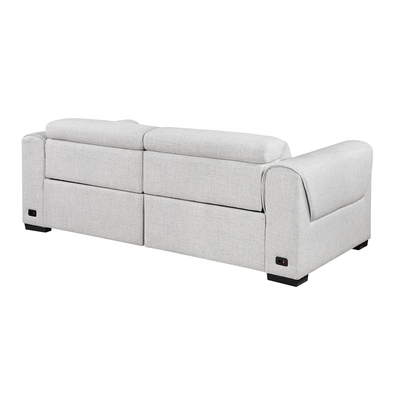 Pemberly Row Chenille Power Double Reclining Loveseat with Headrests in Cloud