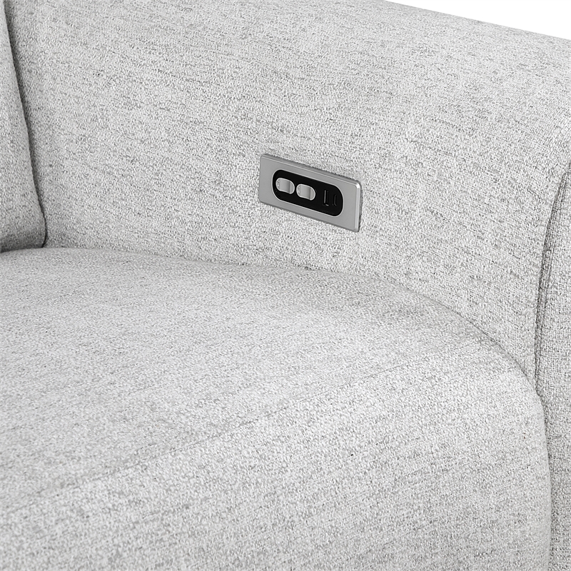 Pemberly Row Chenille Power Double Reclining Loveseat with Headrests in Cloud