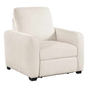 Pemberly Row Chenille Power Reclining Chair with USB Charging Ports in Beige