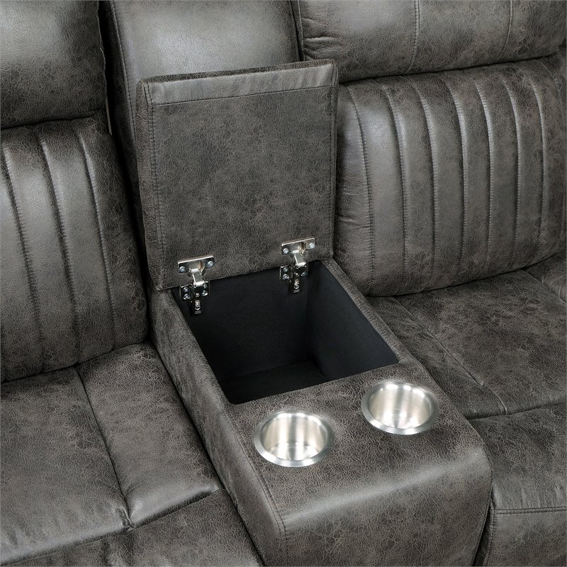 Pemberly Row 3-Piece Wood and Microfiber Reclining Sectional in Brownish Gray