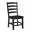 Pemberly Row Solid Wood Ladder Back Dining Side Chair Set of 2 in Black