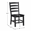 Pemberly Row Solid Wood Ladder Back Dining Side Chair Set of 2 in Black