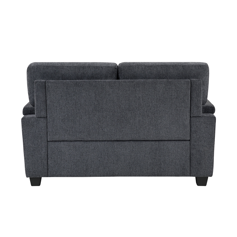 Pemberly Row Chenille Fabric Sofa with Reversible Cushions & 2 Pillows in Gray