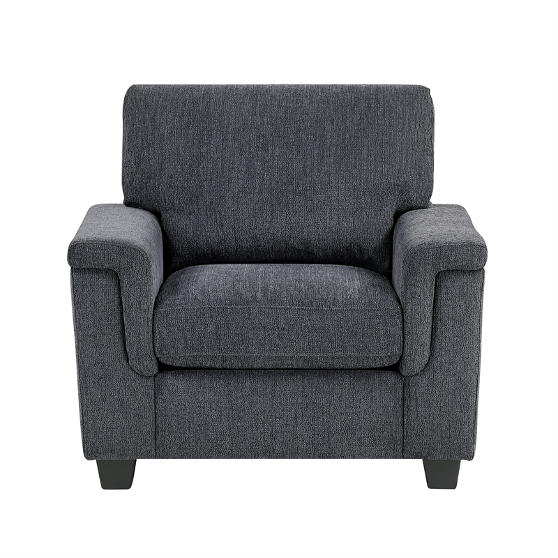 Pemberly Row Chenille Fabric Sofa with Reversible Cushions & 2 Pillows in Gray