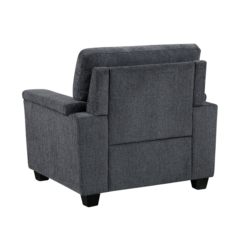 Pemberly Row Chenille Fabric Sofa with Reversible Cushions & 2 Pillows in Gray