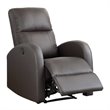 Pemberly Row Faux Leather Power Recliner with Metal Reinforced Seat in Brown