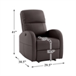 Pemberly Row Faux Leather Power Recliner with Metal Reinforced Seat in Brown