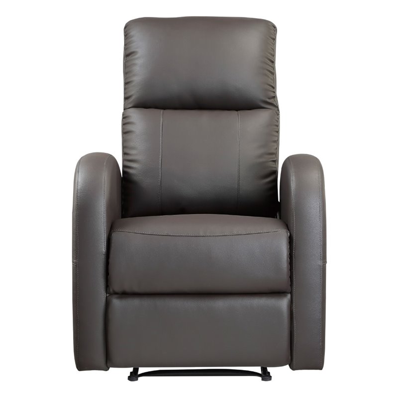 Pemberly Row Faux Leather Power Recliner with Metal Reinforced Seat in Brown