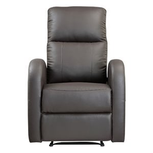 Pemberly Row Faux Leather Power Recliner with Metal Reinforced Seat in Brown