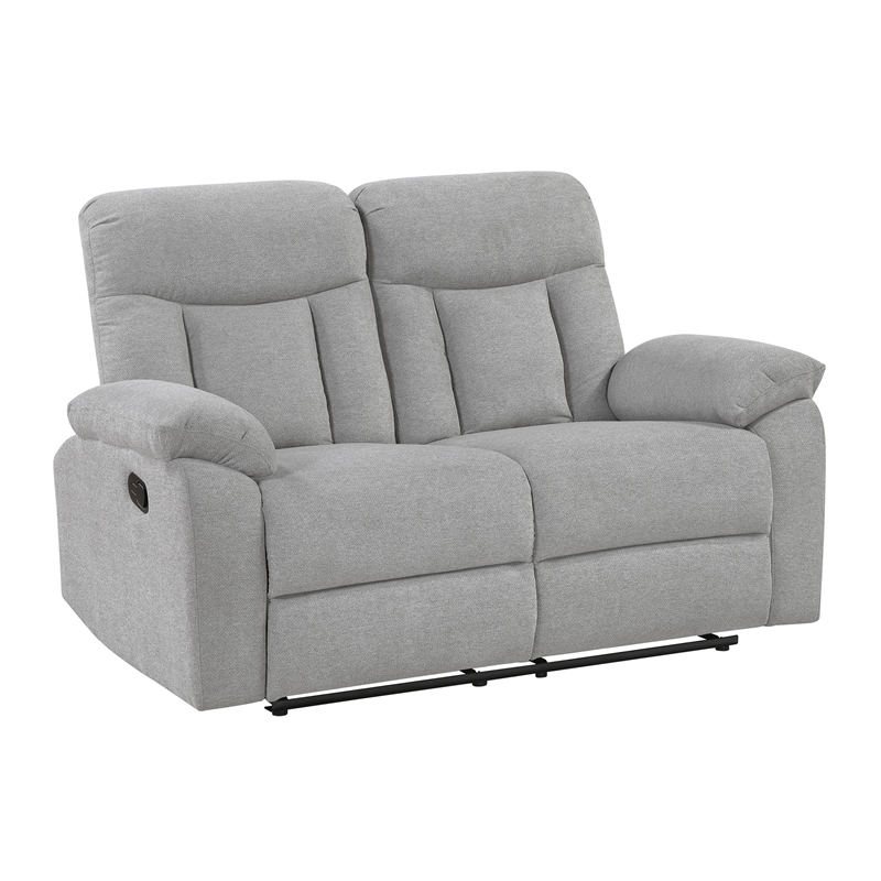 Pemberly Row Gray Chenille 3-Piece Reclining Sofa Loveseat and Chair Set