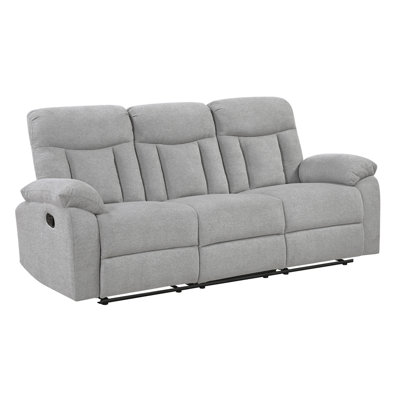 Pemberly Row Gray Chenille 3-Piece Reclining Sofa Loveseat and Chair Set