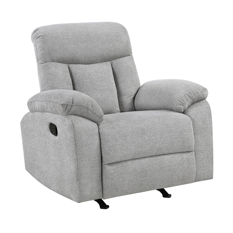 Pemberly Row Gray Chenille 3-Piece Reclining Sofa Loveseat and Chair Set