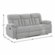 Pemberly Row Gray Chenille 3-Piece Reclining Sofa Loveseat and Chair Set