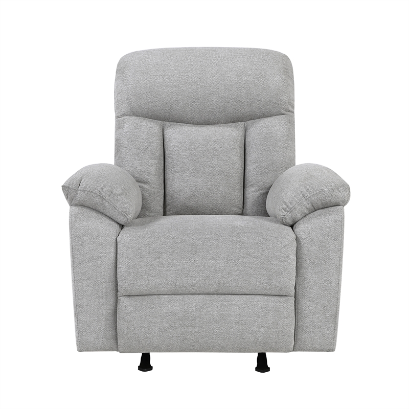 Pemberly Row Gray Chenille 3-Piece Reclining Sofa Loveseat and Chair Set
