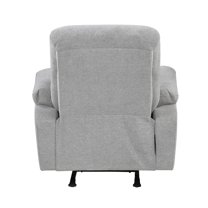 Pemberly Row Gray Chenille 3-Piece Reclining Sofa Loveseat and Chair Set